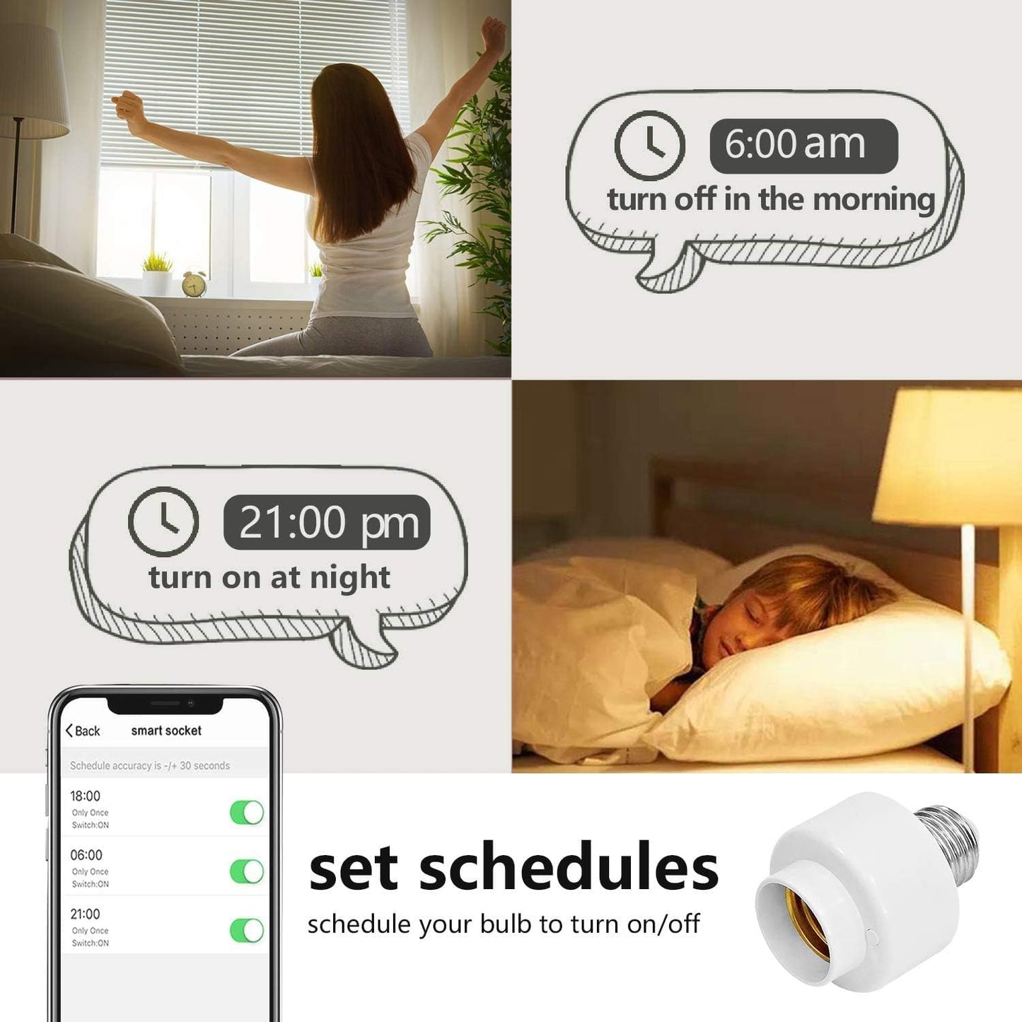 Zocalo WiFi Smart Lighting inteligente, Control por voz, Automatización del hogar, Compatible con Alexa y Google Home