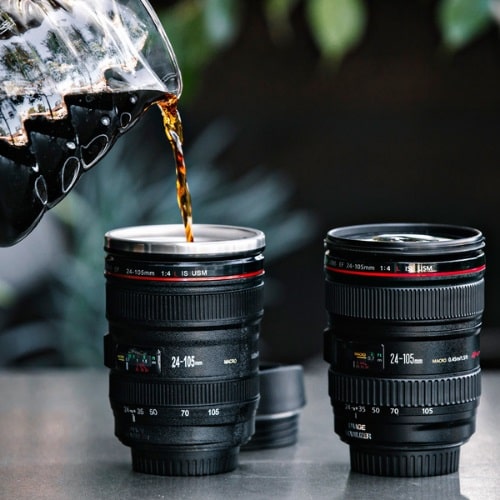 Vaso con Forma de Lente para Cámara