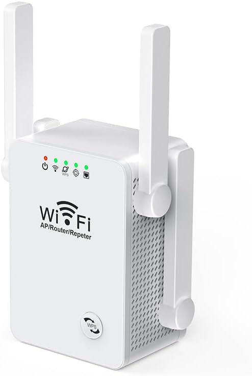 Extensor WiFi, amplificador WiFi potente de pared de 300 Mbps para el hogar, cubre hasta 4800 pies cuadrados y 50 dispositivos, con puerto Ethernet y modo AP, 4 antenas 360°...