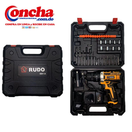 Taladro Amarillo + 2 baterías Recargables con accesorios